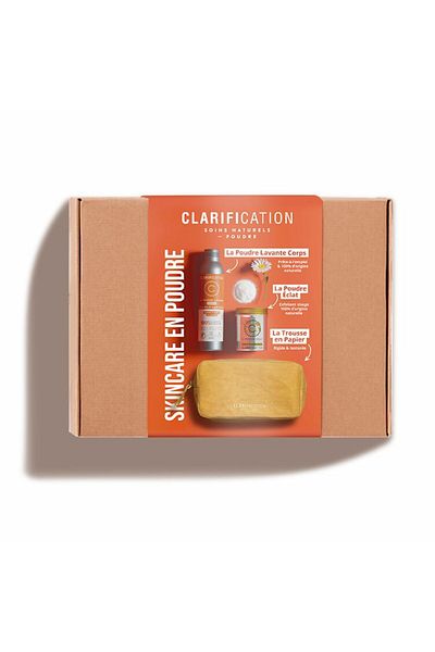 OEM Set cadou gel de dus si exfoliant pudra + geanta cosmetice, bio, Clarification