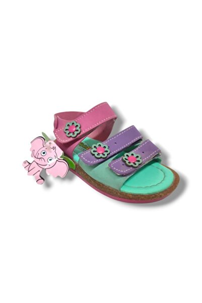 ŞİRİNGENÇ Şirinbebe 1612-20 Sandale pentru fete cu 3 benzi florale, verde vio...