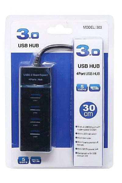 rexa 4-Port USB 3.0 Hub – SuperSpeed Data Transfer Hub (Black), Compact Splitter for Laptop, PC & Devices