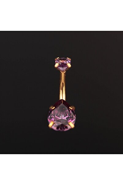 İmgeTattoo Damla Mor Zirkon Altın Göbek Piercing