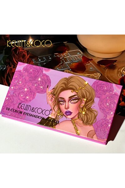kevin coco Kevin&Coco Eyeshadow Palette, 18 Colors, Compact Design, 19 x 10 cm, 180 g, Multicolor