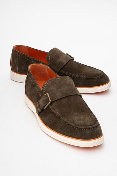 Dericlub DERİCLUB Ανδρική ελαφριά πόρπη με λεπτομέρεια Loafer Real Suede Leather CR 2406 KHAKI