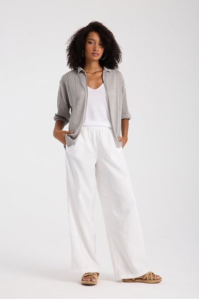 Su Moda Women's Cardigan Openwork Capri Sleeve Soft Mercerized