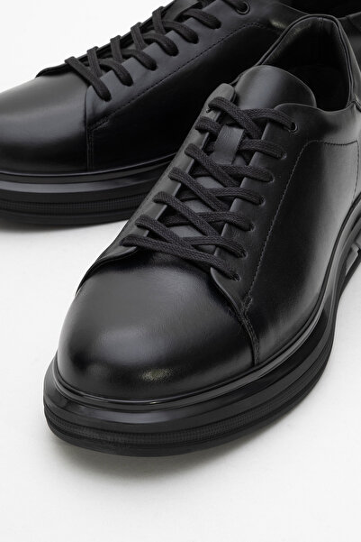 Dericlub Deri̇club Men's Thick Sole Lace-Up Casual Shoes Real Leather Cr 2208 Black