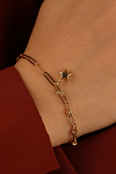 Çgk Çiğdem Gürel Kuyumculuk Ataçlı Yıldız Altın Bileklik