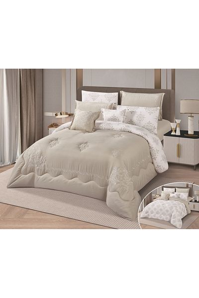 HOURS Horse 8-Piece Soft Embroidered Double-Sided Heavy Fill Quilt Set Cornelia-002