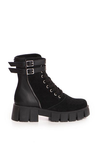 Vanilla Days Selina Boots Natural Suede and Smooth Leather Metal Zipper Accessory
