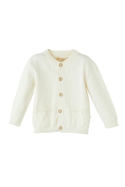 Patique Kids Ecru 100% Organic Cotton Pocket Knitwear Baby Cardigan