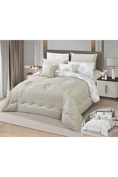 HOURS Horse 8-Piece Soft Embroidered Double-Sided Heavy Fill Quilt Set Cornelia-002