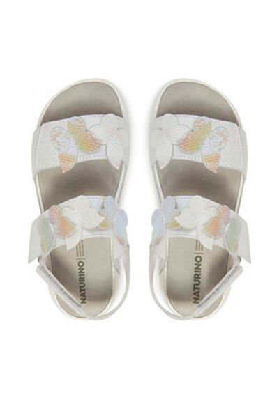 Naturino Sandale pentru fete albe NATURINO-0503307 03 LOVETY IRIDESCENT WHITE S