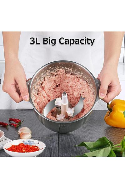 Lumely Electric Meat Grinder,2L Stainless Steel,with 4 Multi-Functional Blades,for Dicing, Mincing,300W