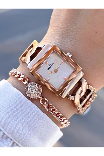 Daniel Klein Steel Cord 30 Mt Water Resistant 2 Years Warranty Women's Wrist Watch+Bracelet Byn.13959.6