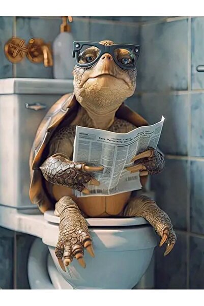 Rugs Modern Halı Kuzey Koleksiyonu Gazete Okuyan Kaplumbağa Detaylı Dokuma Ta...