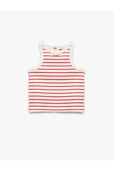 Koton Cotton Crew Neck Camisole Striped Crop Undershirt