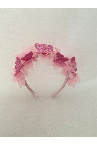 MODA PUDRA PEMBE KELEBEKLİ TAÇ DOĞUM GÜNÜ