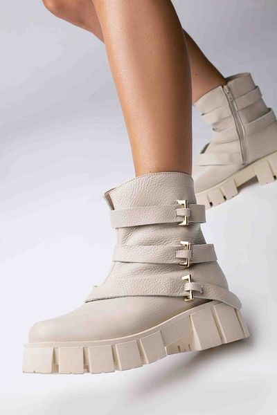 Vanilla Days Ghete tip bocanc Tasha piele naturala bizonata crem