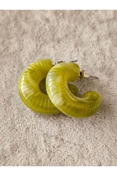 SiestaAccessories Green Color Acrylic Hoop Earrings