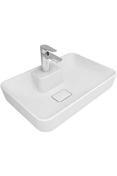 KALE Zero 2.0 60x40 Cm Ada Armatür Bantlı Mat Beyaz Dikdörtgen Çanak Lavabo