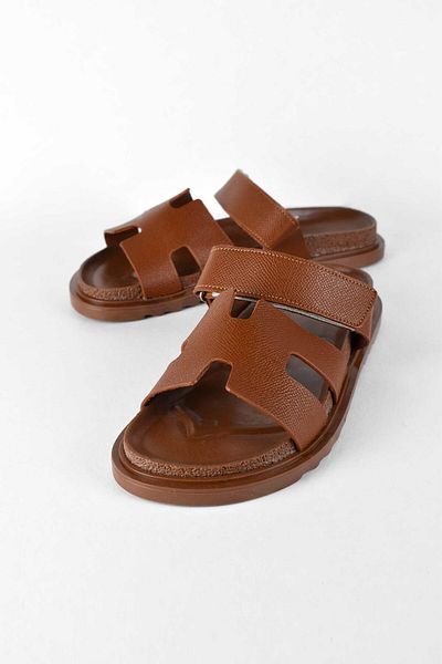 birizmoda Women's Open Front Velcro Comfortable Poly Sole Daily Slippers - Tan