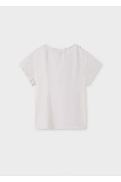 MAYORAL Girl's Short Sleeve T-Shirt with Sequins - Cream
