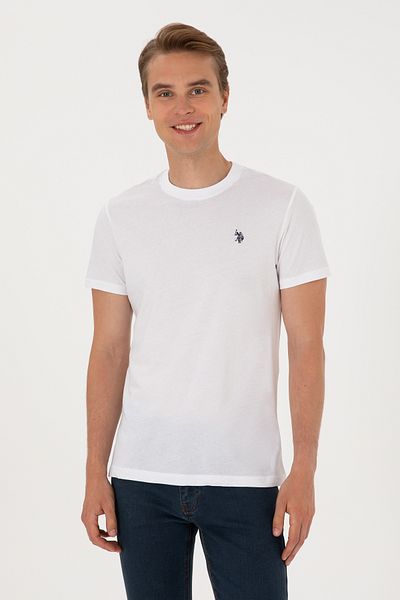 U.S. Polo Assn. Ανδρικό μπλουζάκι με κανονική εφαρμογή Crew λαιμόκοψη Λευκό Basic T-Shirt 50298015-VR013