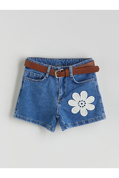 LC Waikiki New Season Floral Girl's Jean Shorts - S5Qm85Z4