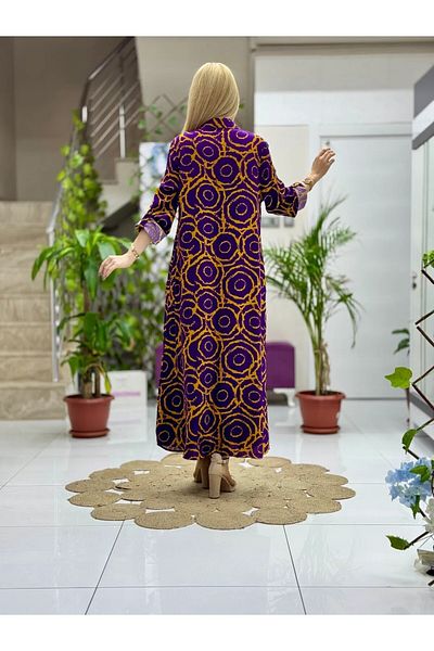 Punta Otantik Sln31113 Cotton Viscose Buttoned Long Selin Dress
