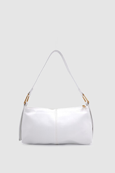 Wuclo حقيبة يد وكتف وحلقة ذهبية على شكل هلال ناعمة من Zeiri باللون الأبيض