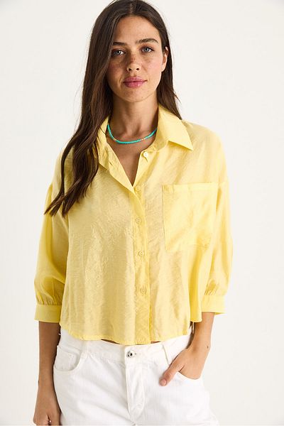 Bianco Lucci Women's Half Sleeve Single Pocket Detailed Shirt 60282013
