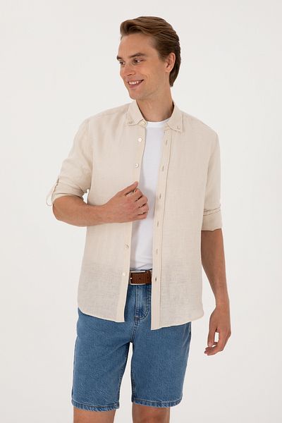 U.S. Polo Assn. Men's Stone Long Sleeve Shirt 50299597-Vr049