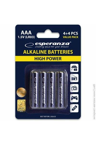 ESPERANZA Alkaline Batteries Esperanza EZB104, AAA, 8 pcs, Blister