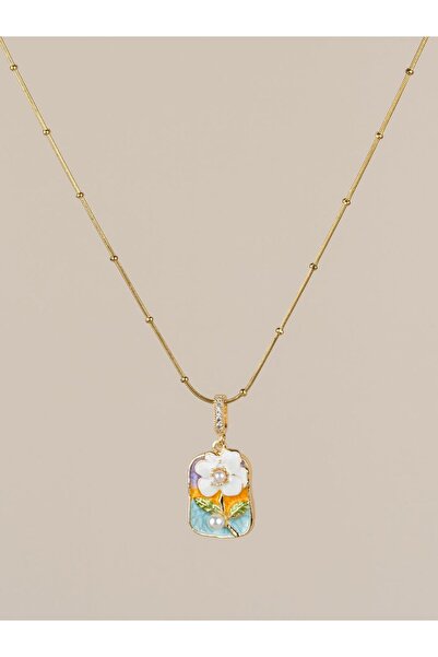 Portakal Esintisi قلادة Luméra من حجر الزركون الأبيض على شكل زهرة فنية من الف...