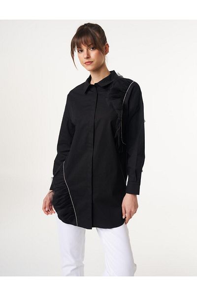 Kayra Tulle Detailed Cotton Tunic