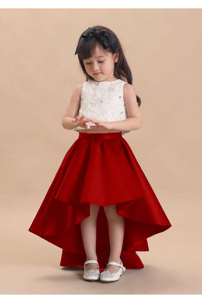 MadyaButik Girl's Asymmetrical Satin Skirt
