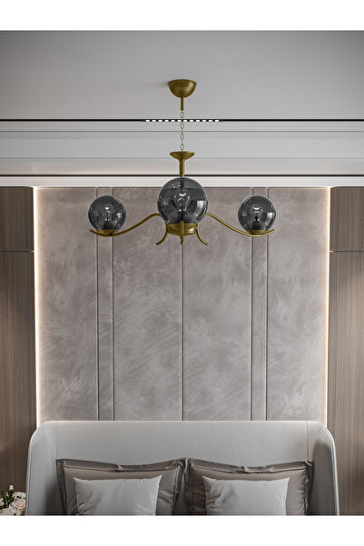 avizade Merla 3'lü Eskitme Füme Camlı Avize | Modern Salon Sarkıt Aydınlatma ...