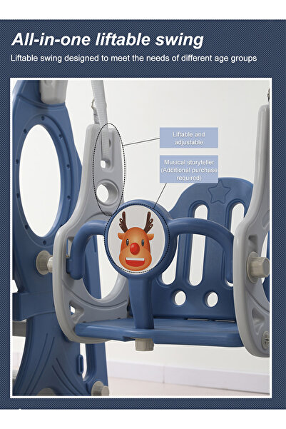 Ma Baby 4 in 1 Kids Slide and Swing Set, Indoor/Outdoor Playground for Kids Baby with Basketball Hoop Blue