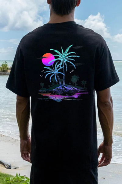 donamod Tricoul oversize cu imprimeu Tropical Vibes