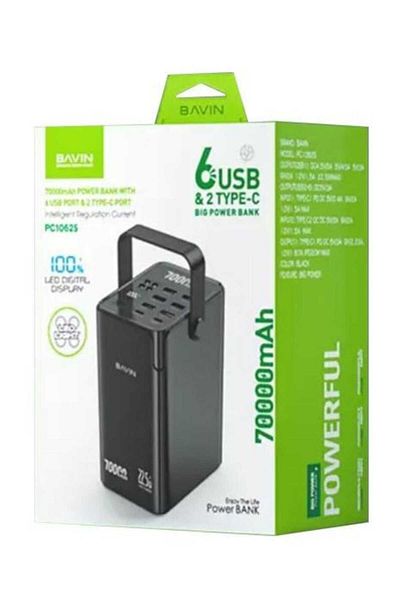 Bavin PC1062s Portable Power Bank with 70000mAh Large Capacity and 22.5W Fast Charging with Built-in Flashlight