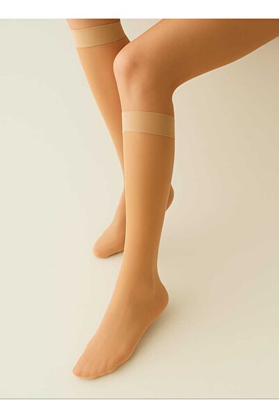 DÜVEN Women's Knee-High Pants Socks Medium Thick Micro 40 Light Skin Matte Mousse Socks