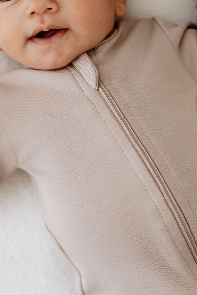 Tuğba Kuğu Zippered Booties Baby Jumpsuit - Pureline Series - Brown