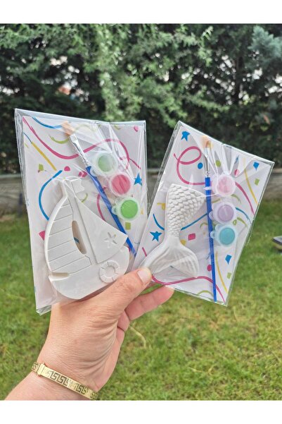 7nisan 2'Lİ -YELKENLİ VE KUYRUK /TAŞ BOYAMA SETİ, dıy, kendin Yap, doğum Günü...