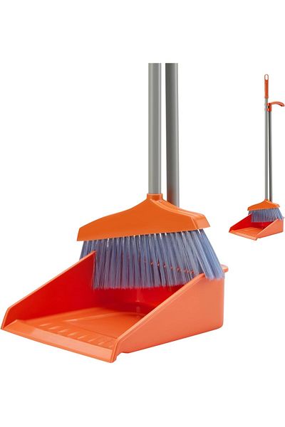 rexa Windproof Soft Brush Broom Set – Extra Long Stainless Steel Handle, Non-Stick Hair Dustpan