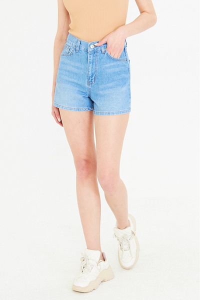 Maule Women's Mini Jean Shorts, High Waist, Zipper, 5 Pockets 100% Cotton Denim Jeans @Potenza