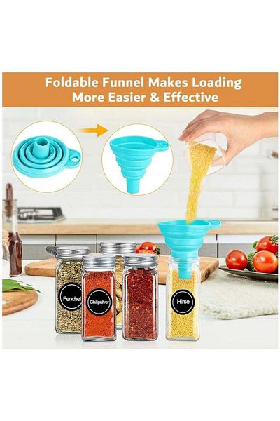 COOYA 24PC Glass Spice Containers with Shaker & Airtight Lids-Kitchen Storage Jars