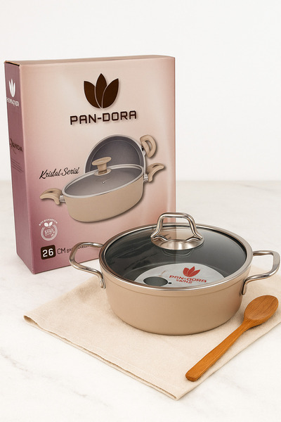 EVİNDA Evinda Pan-Dora 26 cm Crystal Casting Oblate Pot – Non-Stick, 1St Quality-Non-Burning