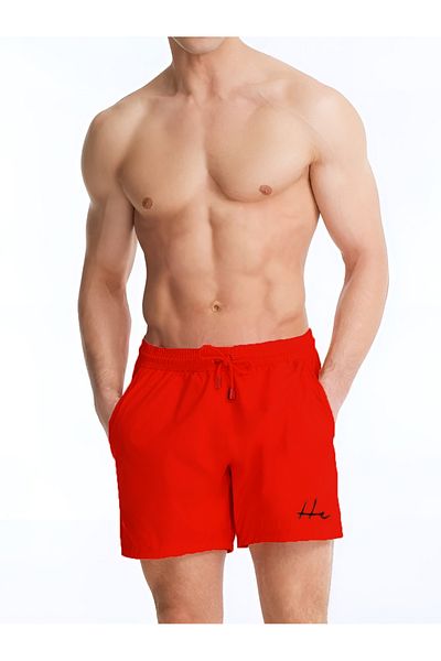 Oliggopol Men's Red Swim Shorts & Swimwear