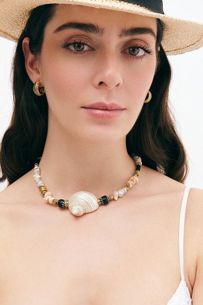 Mon Reve Mama Shell Seashell Charm Pearl Necklace