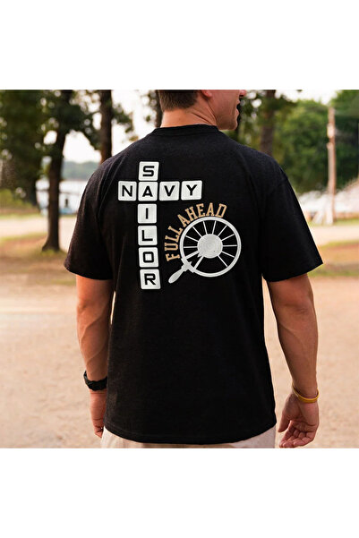 donamod Mornarička flota Puni napred Štampano Oversize kroj T-shirt