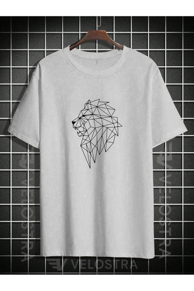 Velostra Unisex Linear Lion cu imprimeu supradimensionat tricou