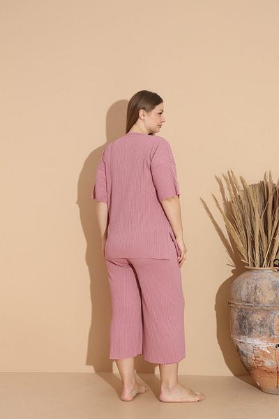 Intisimo Women's Pajamas, Three Quarters, Cotton, Beautiful, Large Size, Powder Pink - 4xl